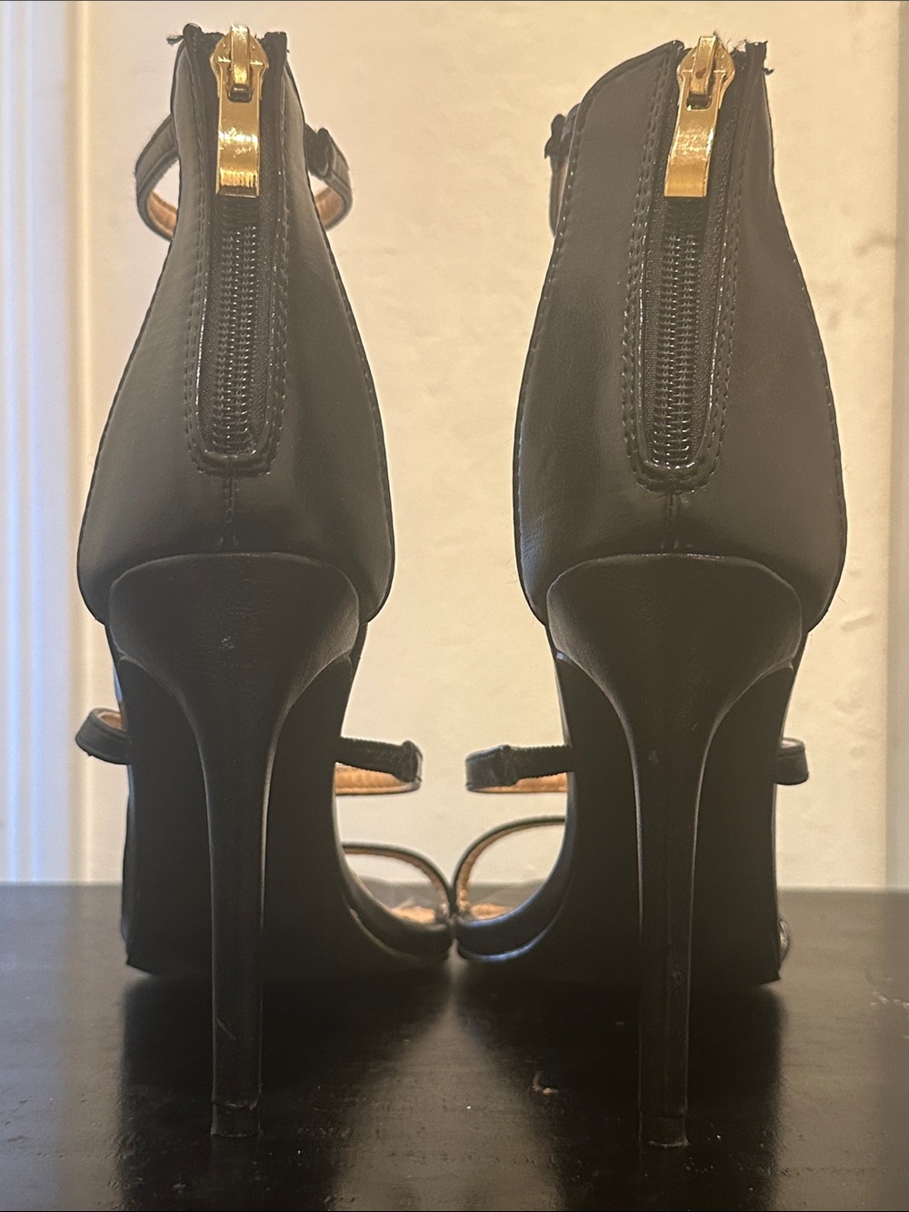 Liliana Black Strappy Ankle Strap Heels - Picture 3 of 5